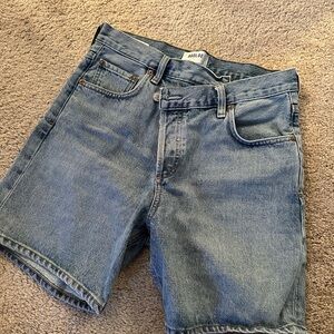 Agolde medium length cross button shorts